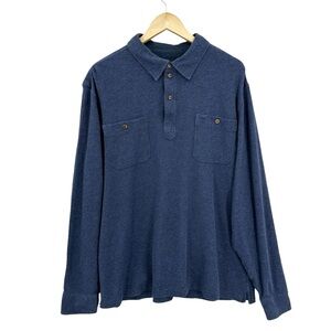 THE FIELD Shirt Long Sleeve Knit Cotton Blend Blue
